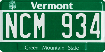 VT license plate NCM934
