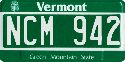 VT license plate NCM942