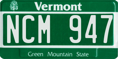 VT license plate NCM947