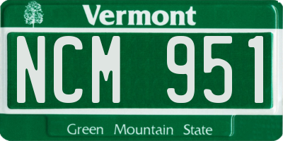 VT license plate NCM951