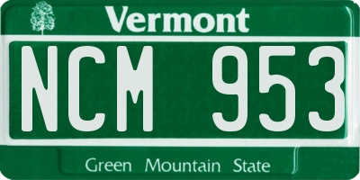 VT license plate NCM953