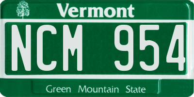 VT license plate NCM954