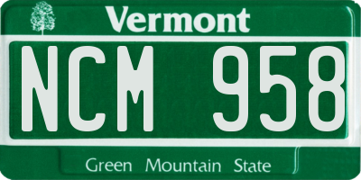 VT license plate NCM958