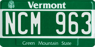 VT license plate NCM963