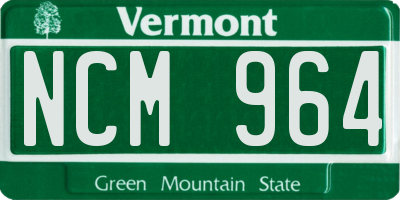 VT license plate NCM964