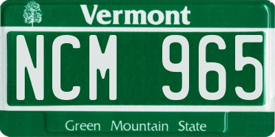 VT license plate NCM965