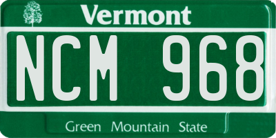 VT license plate NCM968
