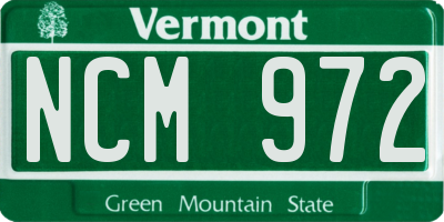 VT license plate NCM972