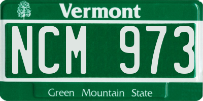 VT license plate NCM973