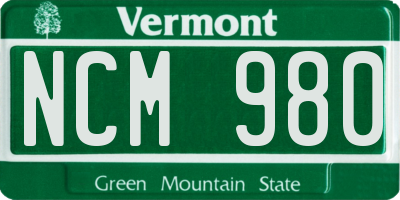 VT license plate NCM980