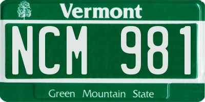 VT license plate NCM981