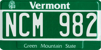 VT license plate NCM982