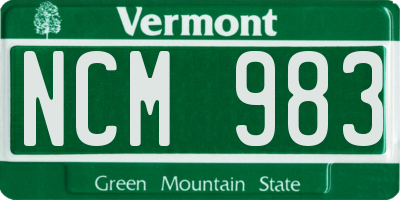 VT license plate NCM983