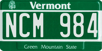 VT license plate NCM984
