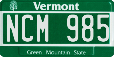 VT license plate NCM985