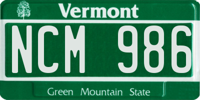 VT license plate NCM986