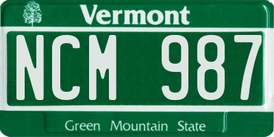 VT license plate NCM987