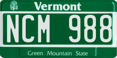 VT license plate NCM988