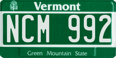 VT license plate NCM992