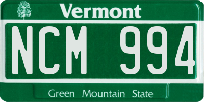 VT license plate NCM994