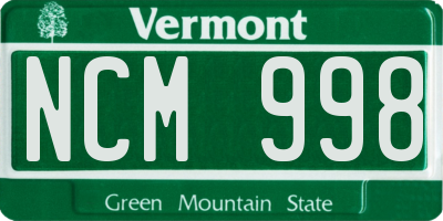 VT license plate NCM998