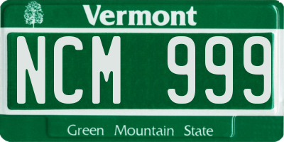 VT license plate NCM999