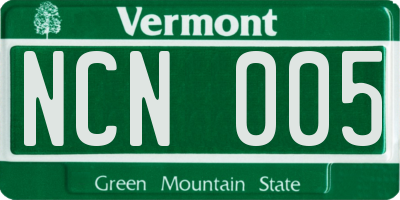 VT license plate NCN005