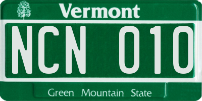 VT license plate NCN010