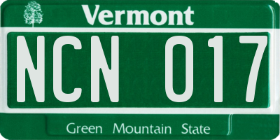 VT license plate NCN017