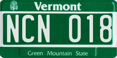 VT license plate NCN018