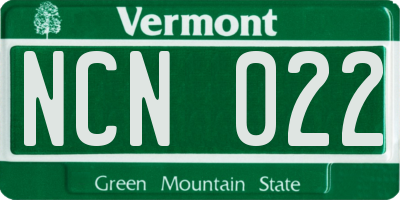 VT license plate NCN022