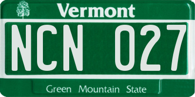 VT license plate NCN027