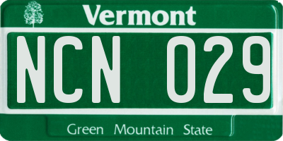 VT license plate NCN029