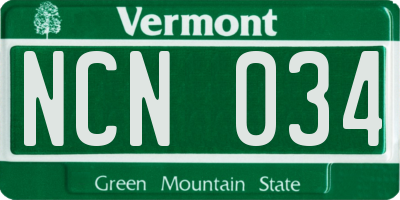 VT license plate NCN034