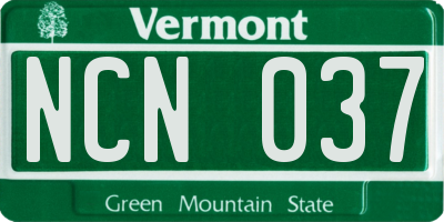 VT license plate NCN037