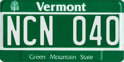 VT license plate NCN040