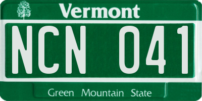 VT license plate NCN041