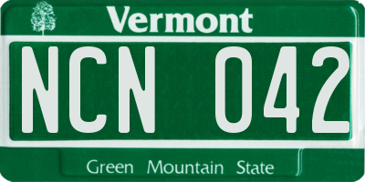 VT license plate NCN042