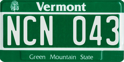 VT license plate NCN043