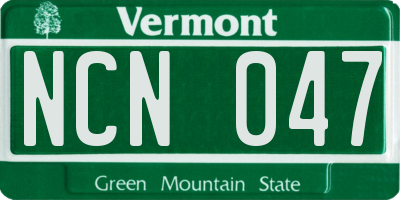 VT license plate NCN047