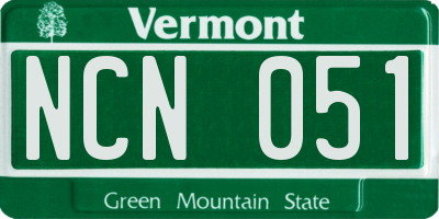 VT license plate NCN051