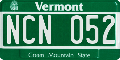 VT license plate NCN052