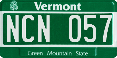 VT license plate NCN057