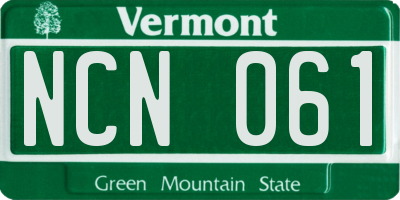 VT license plate NCN061