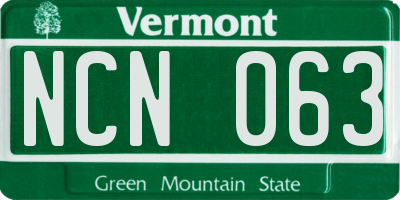 VT license plate NCN063