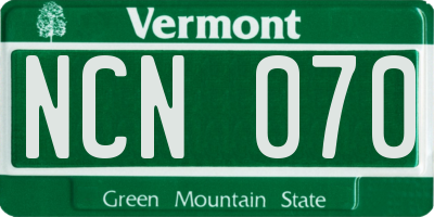 VT license plate NCN070
