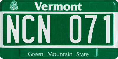 VT license plate NCN071