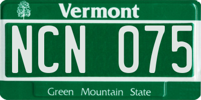 VT license plate NCN075