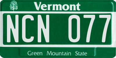 VT license plate NCN077