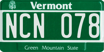 VT license plate NCN078